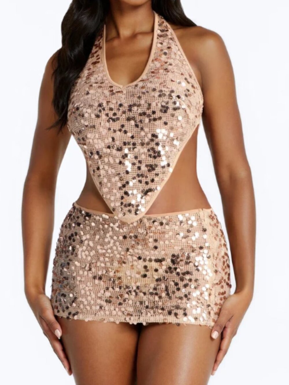 New Sequin Crochet Skirt Set
